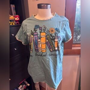 Lazy One Teal Cotton Tee “I’m booked tonight”